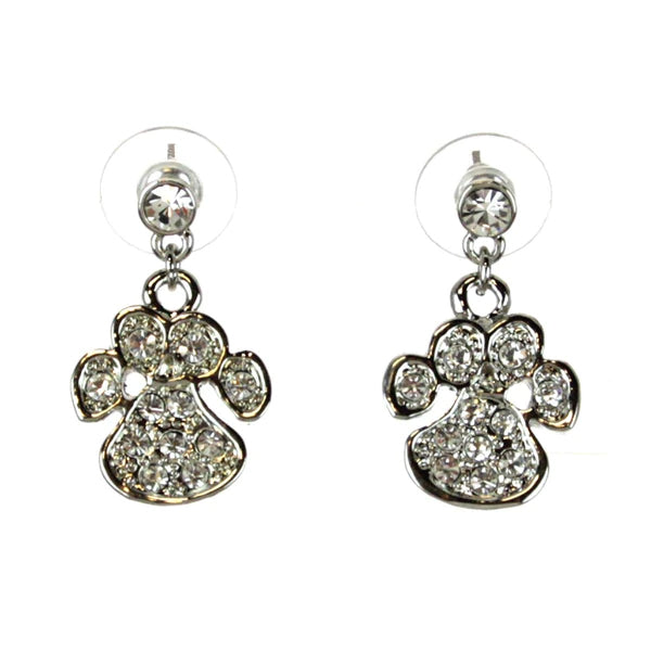 Tiger Paw Earrings Crystals