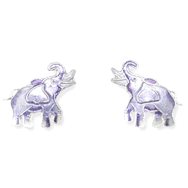 Elephant Sterling & Enamel Post Earrings
