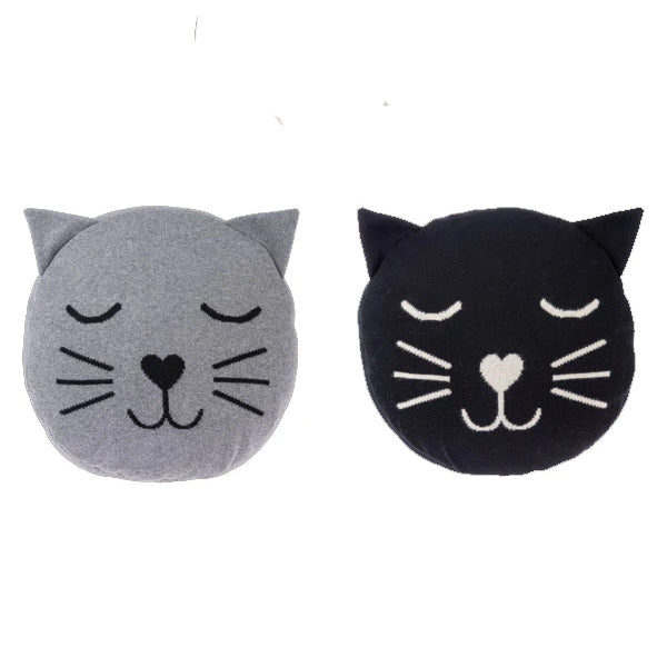Round Cat Face Knit Pillow