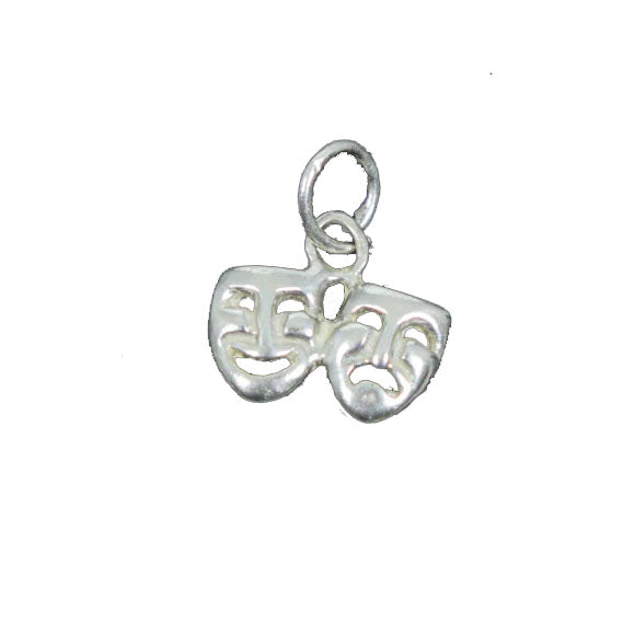 Comedy & Tragedy Masks Sterling Silver Charm - For Bracelets, Theater & Acting Theme