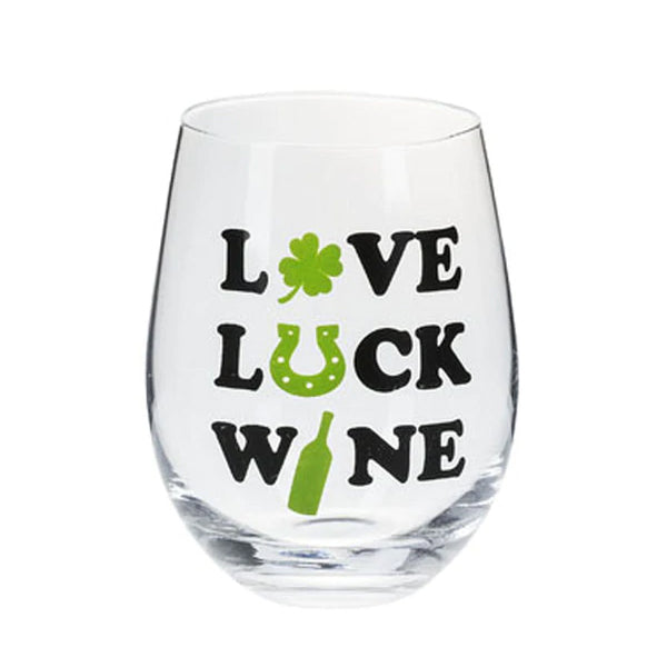 Love, Luck, Wine Stemless Wine Glass