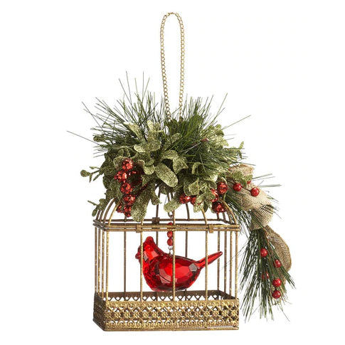 Rustic Cardinal Birdcage Ornament