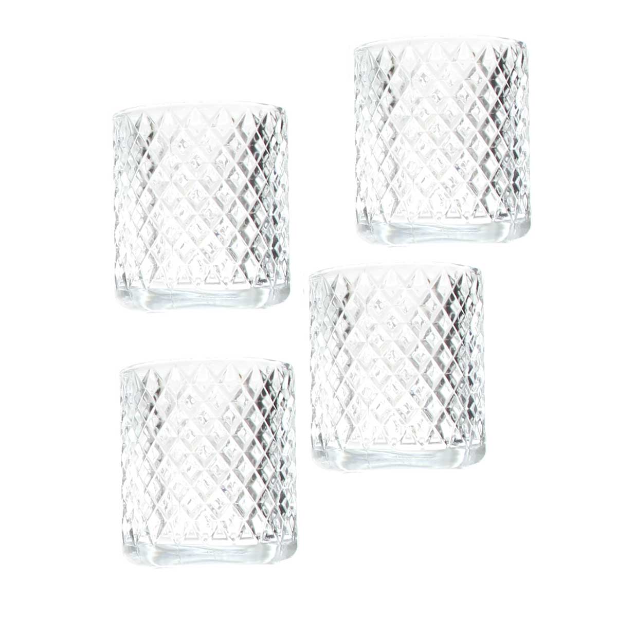 Glass Whiskey Five Piece Set, Diamond Pattern