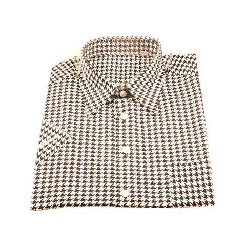 Houndstooth Short Sleeve Dress Shirt Small