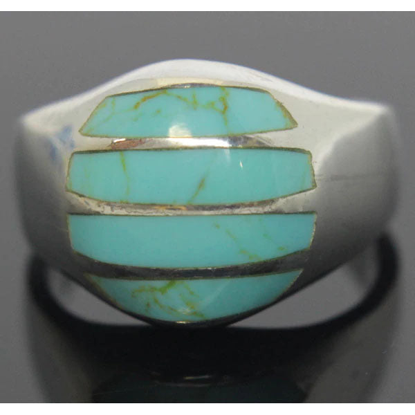 Sterling Silver Turquoise Dome Ring Size 11