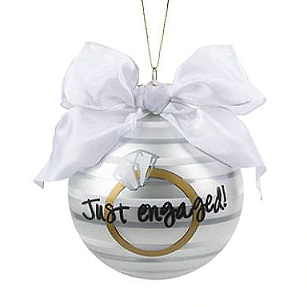 Just Engaged Ring Frosted Ornament
