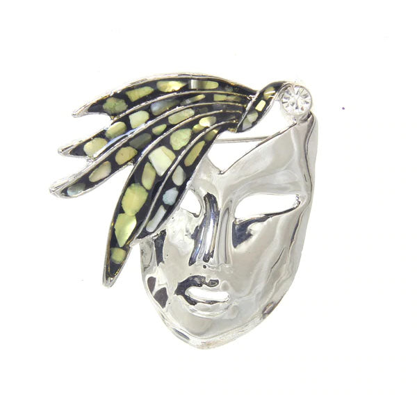 Silver Mardi Gras Mask Pin