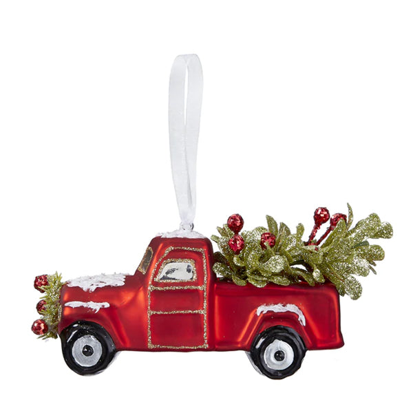 Vintage Glass Red Truck Ornament