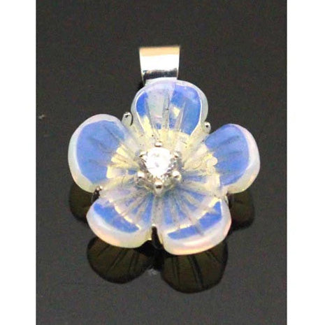 Flower Opalite Diamond CZ Sterling Silver