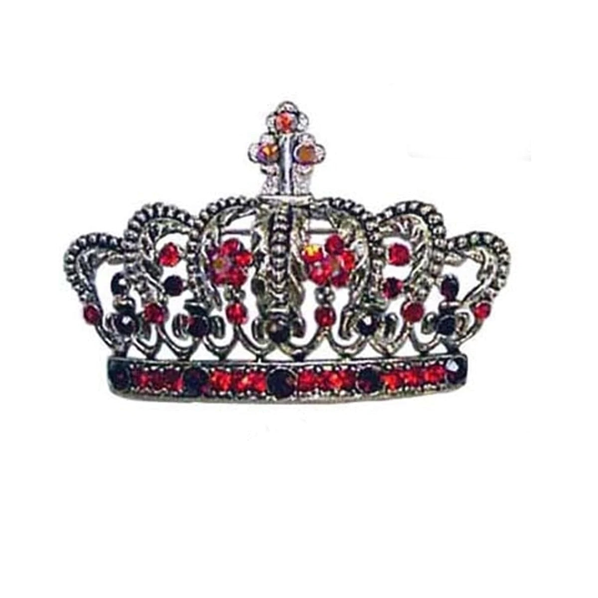 Silver/Red Crown with gems Pin