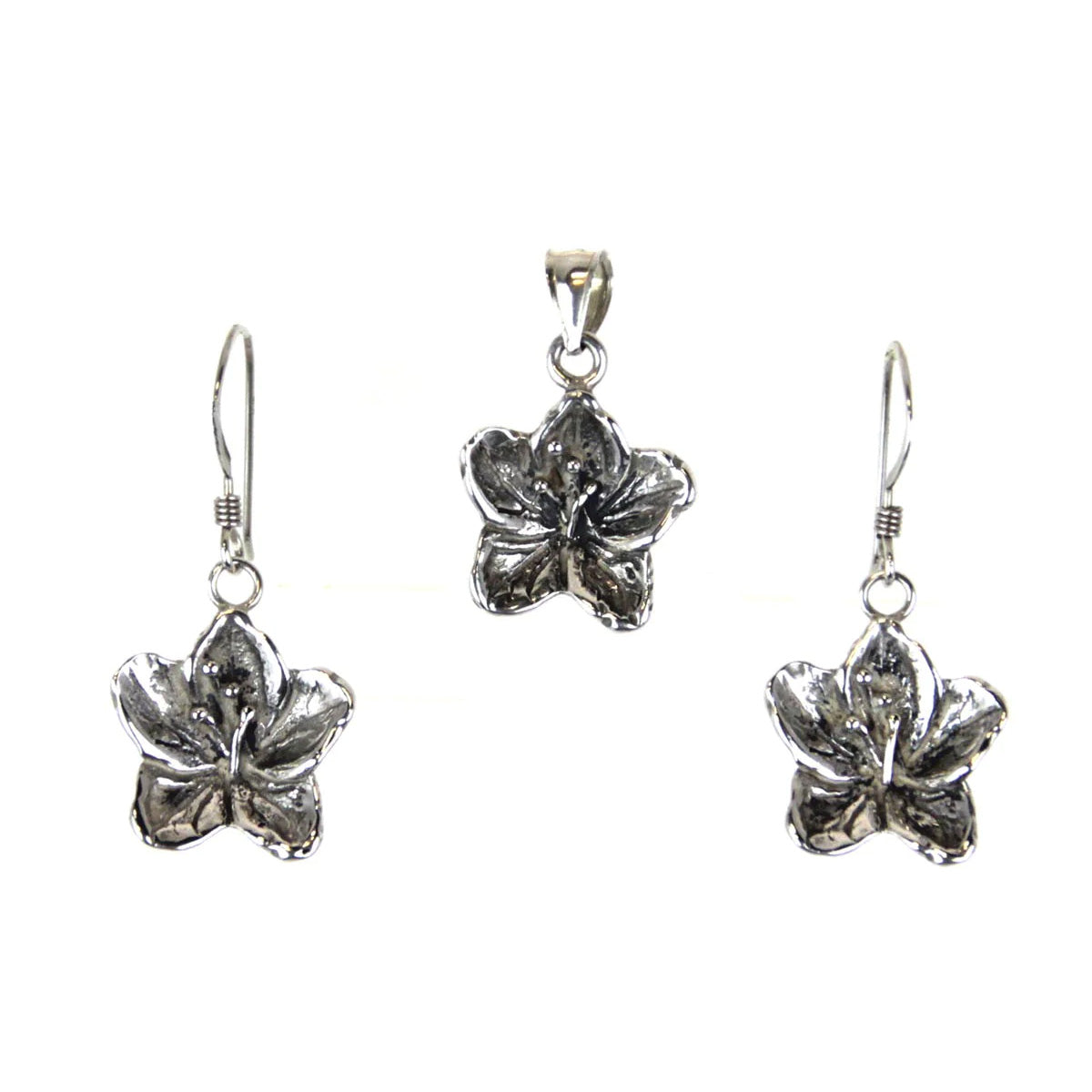 Flower Sterling Silver Pendant & Earrings