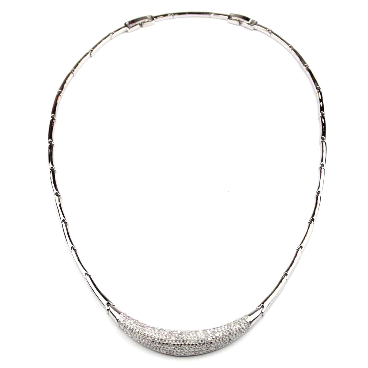 Rhodium Collar Necklace  with Zirconia