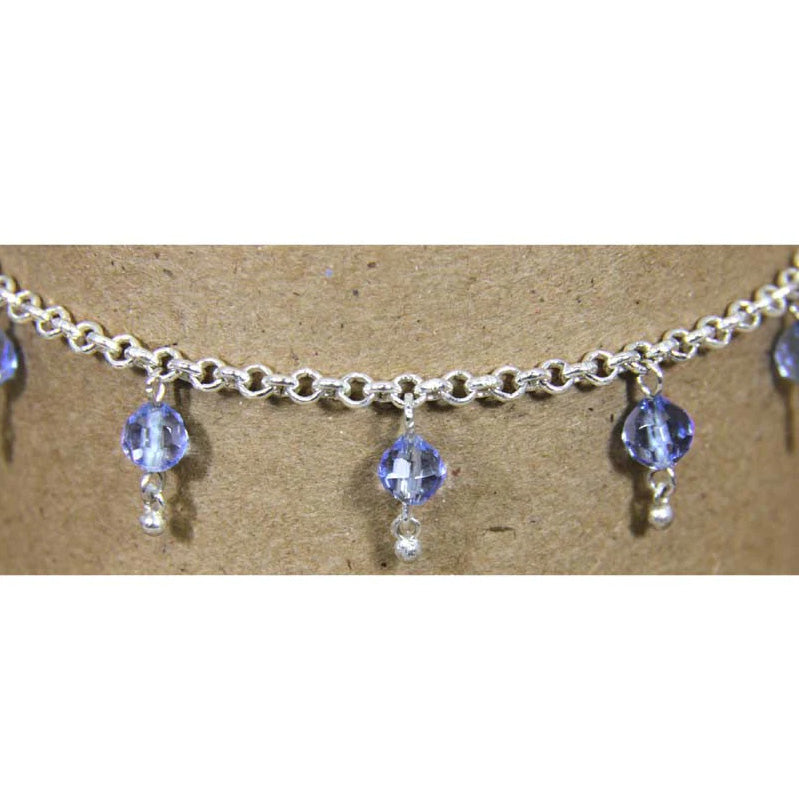 Sterling Silver Sapphire Anklet 10