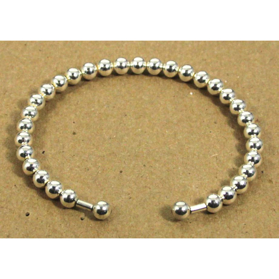 Sterling Silver Beaded Cuff 4mm