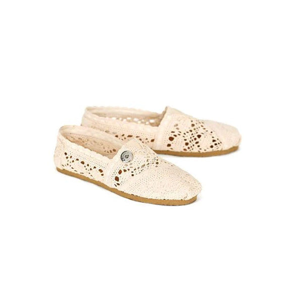 Ginger Snaps Marietta Crochet Lace Flats - Ivory Size 9