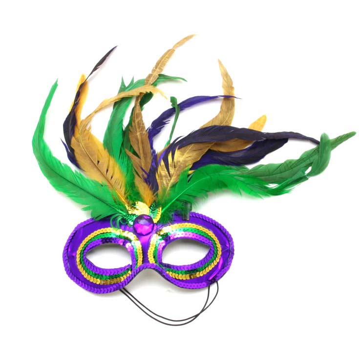 Feather Mask Purple Green Gold