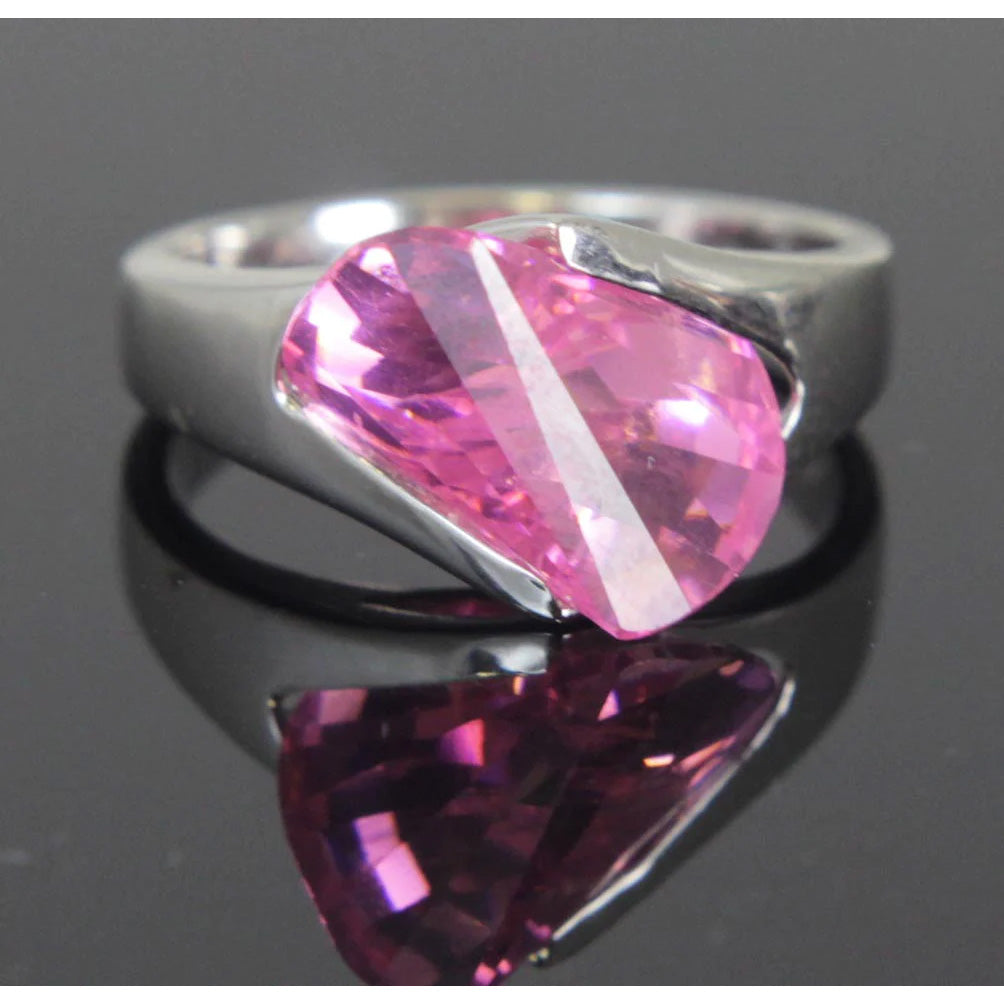 Plated Rose Zirconia Ring Size 8