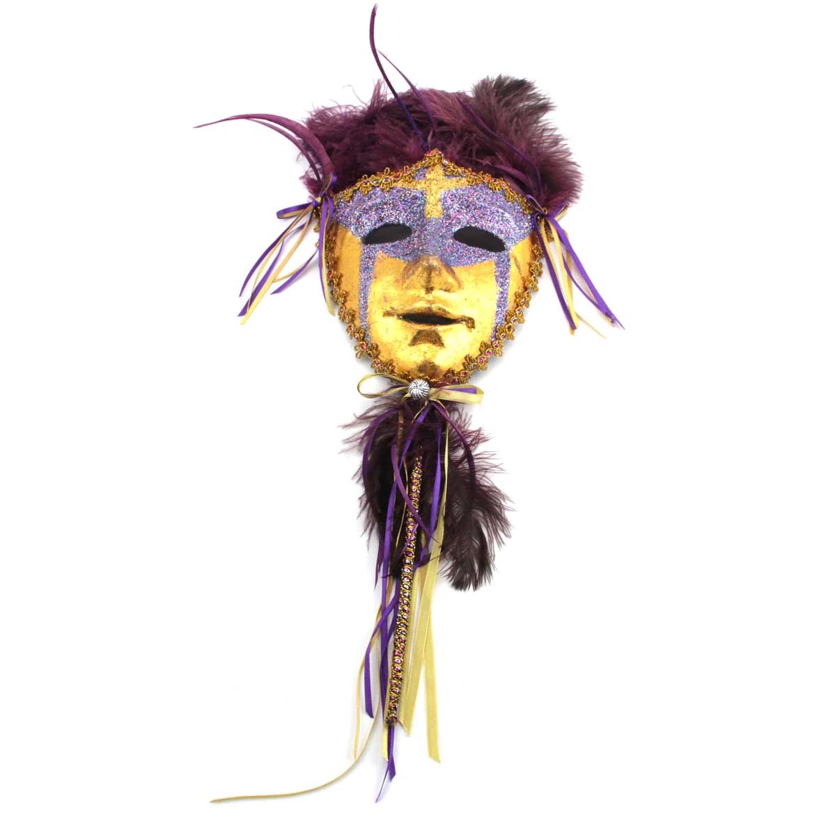Gold & Purple Mask on a Stick