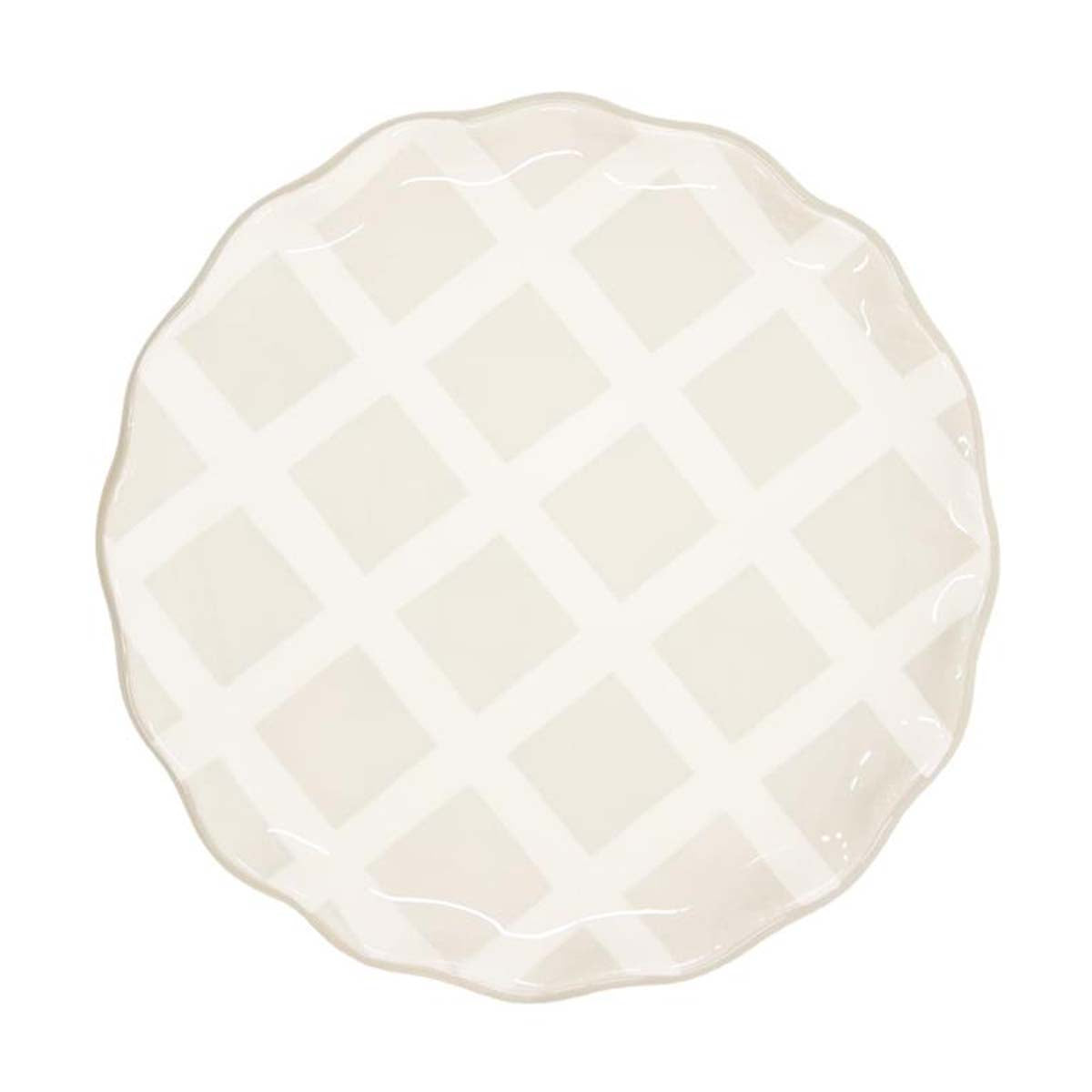 Taupe White Round Platter